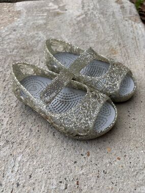 Girls' Glitter Mary Jane Sandals - Silver Crocs